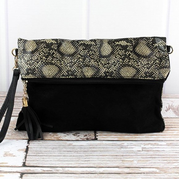 PYTHON TASSEL CROSSBODY CLUTCH - Picture 1 of 2
